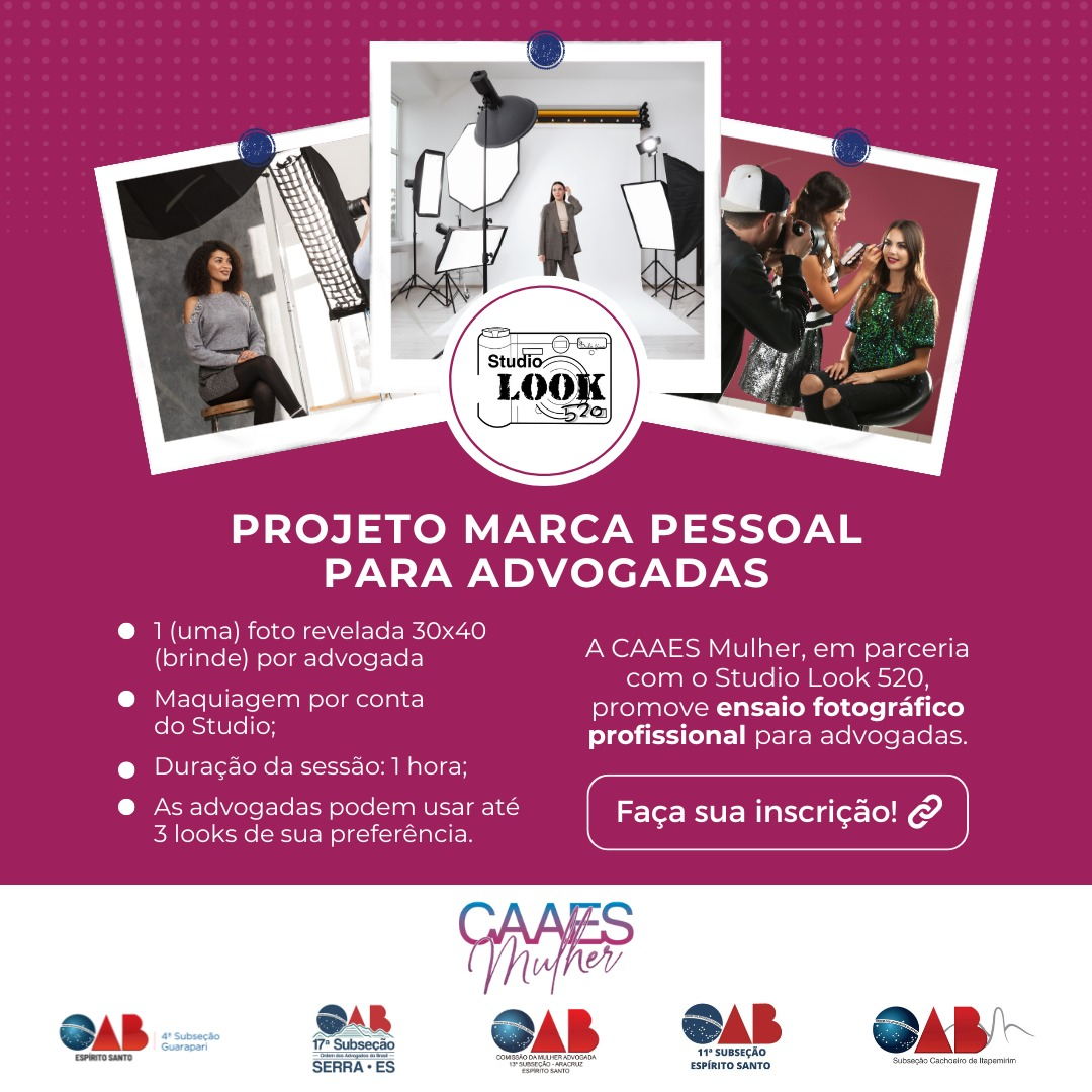 200 reais de desconto: CAAES Mulher e Grupo Kodak promovem ensaio fotográfico profissional para advogadas