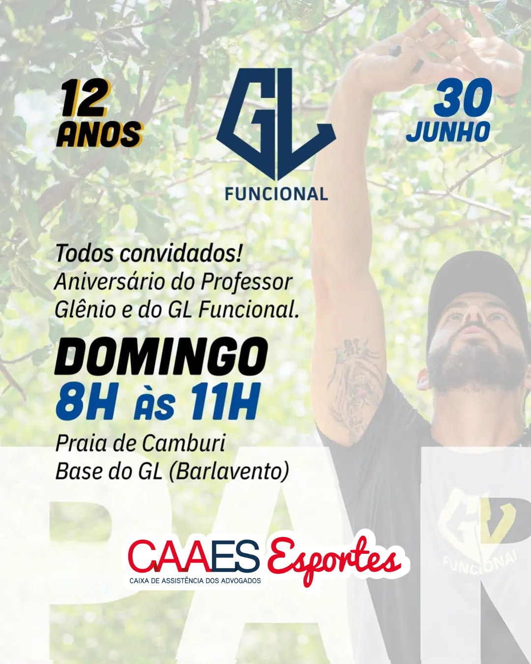 Participe do aniversário de 12 anos do GL Funcional, na Praia de Camburi 