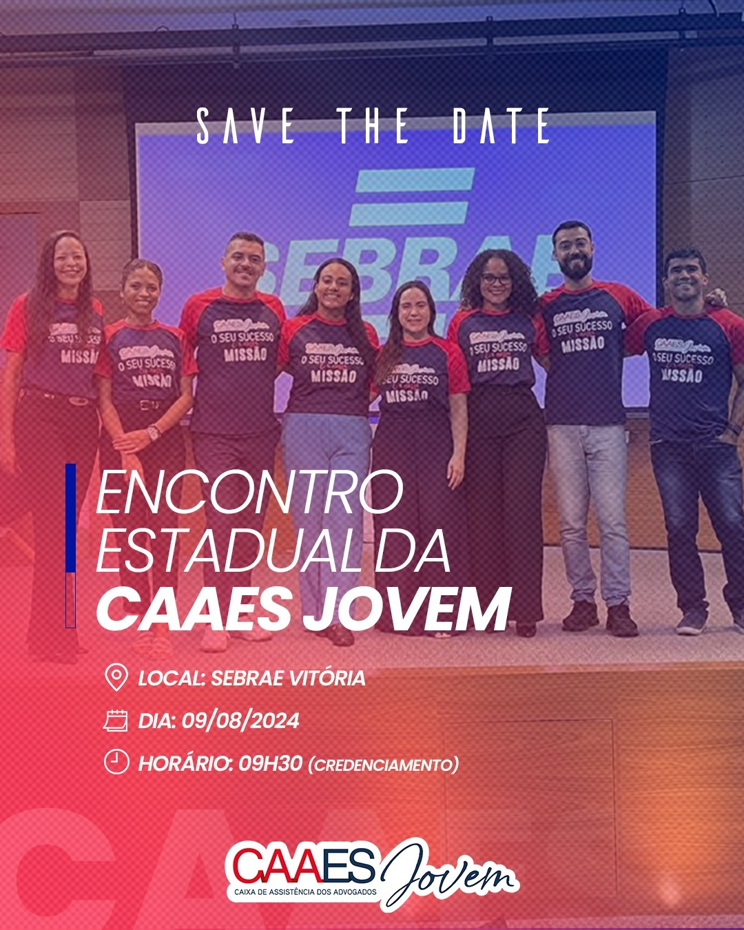 SAVE THE DATE: Encontro Estadual CAAES Jovem, dia 9 de agosto