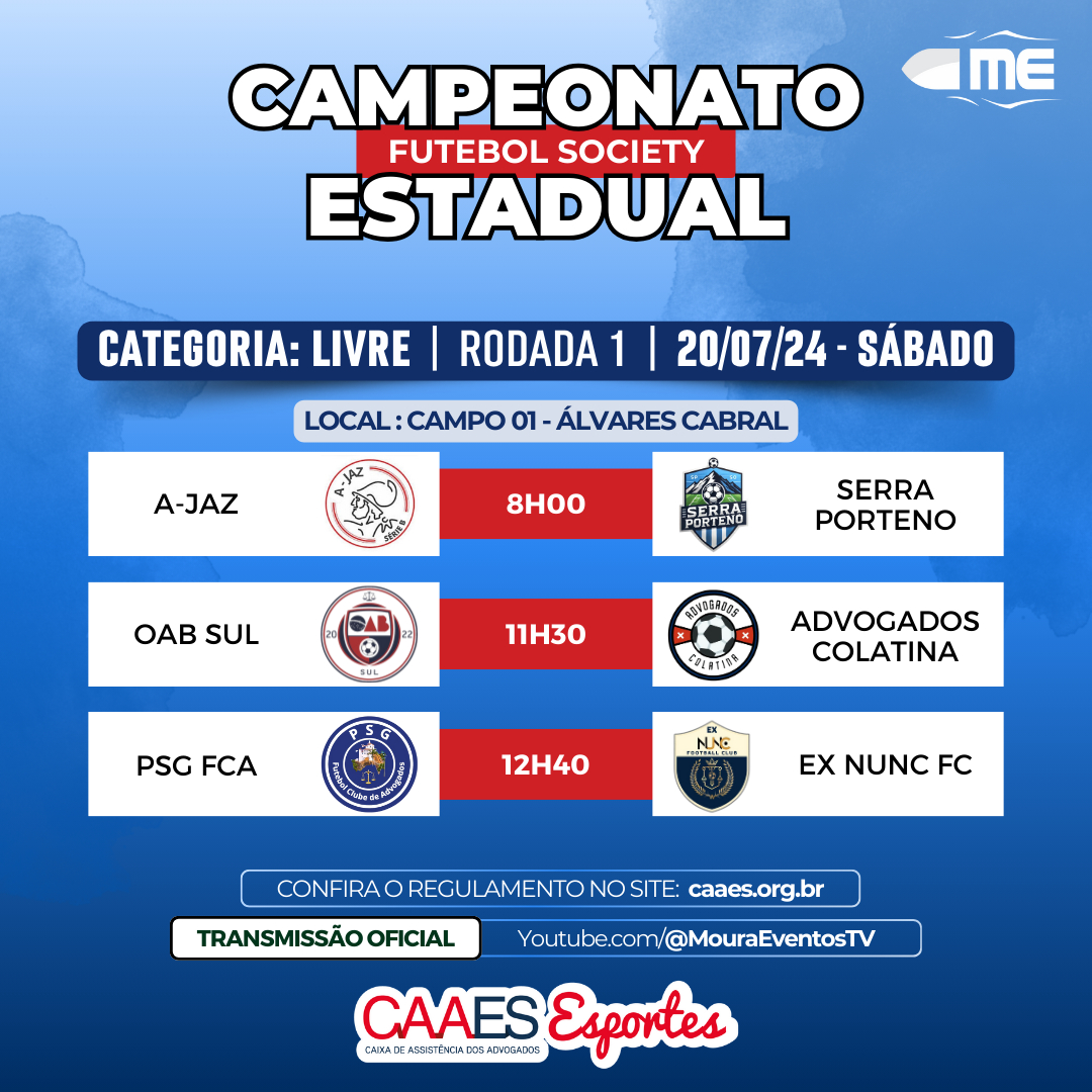Campeonato Estadual de Futebol CAAES: Confira o regulamento e a tabela de jogos do primeiro fim de semana