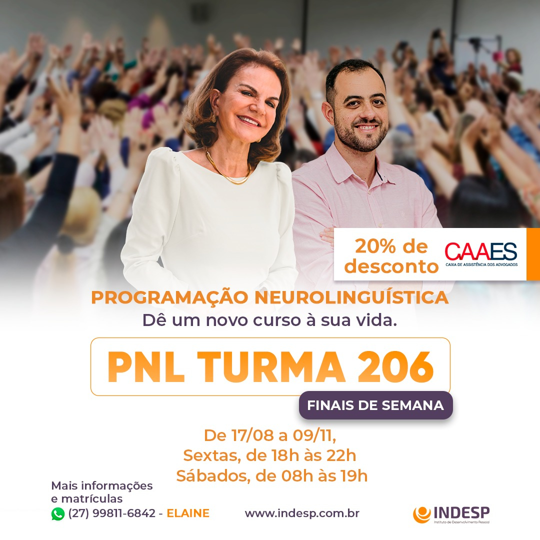 Participe do curso de Programação Neurolinguística do Indesp com 20% de desconto para a advocacia