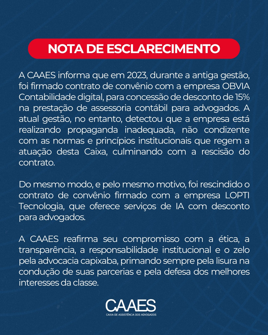 NOTA DE ESCLARECIMENTO
