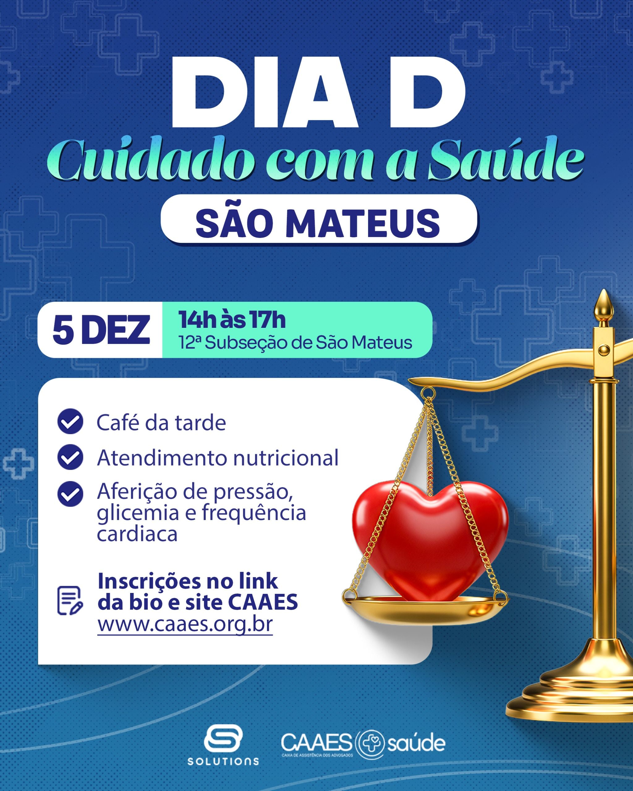 Dia de Cuidado com a Saúde na 12ª Subseção de São Mateus, inscreva-se agora!