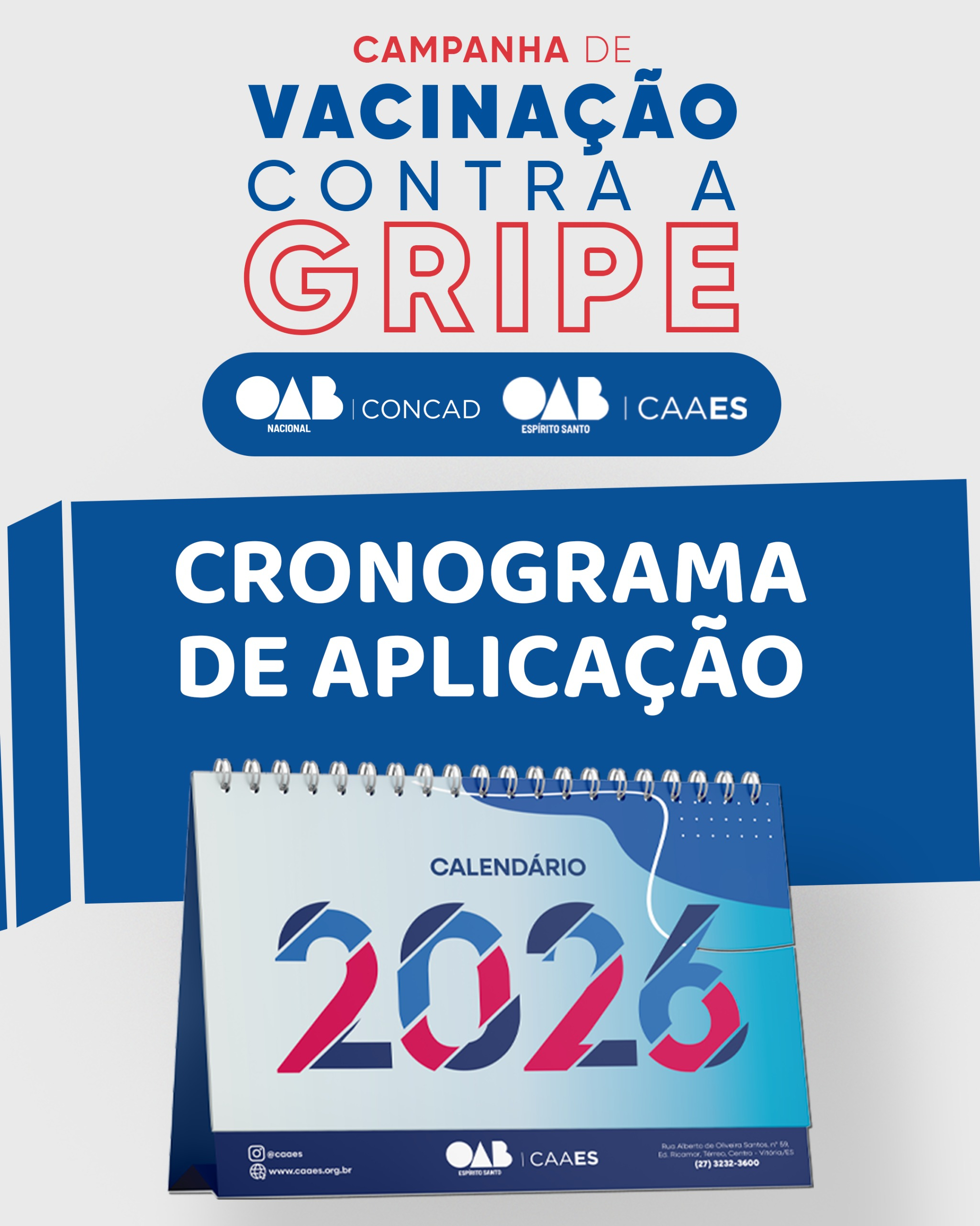 CAAES divulga calendário da campanha de vacinação contra a gripe em todo o Espírito Santo