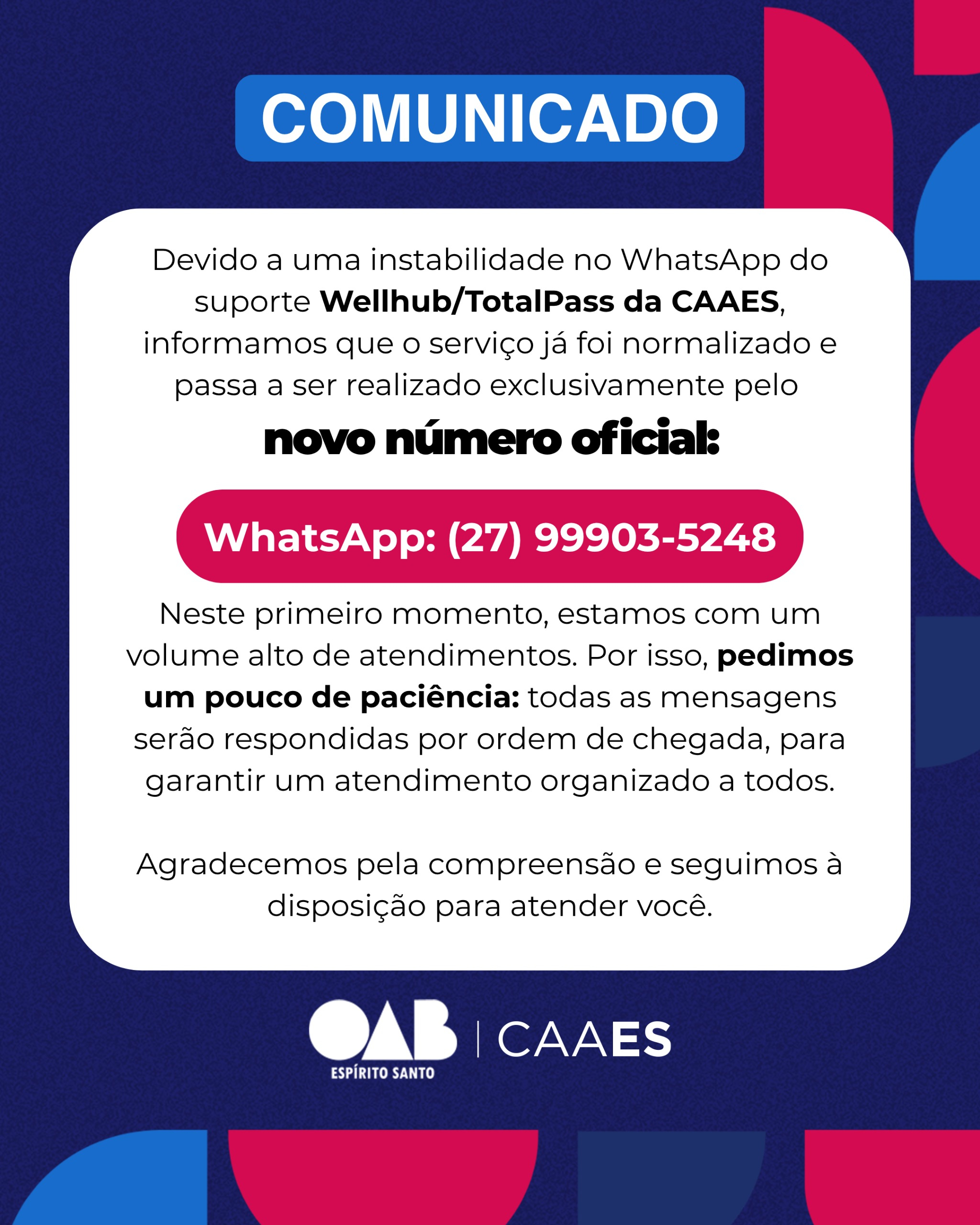 Suporte Wellhub e TotalPass da CAAES passa a atender em novo número