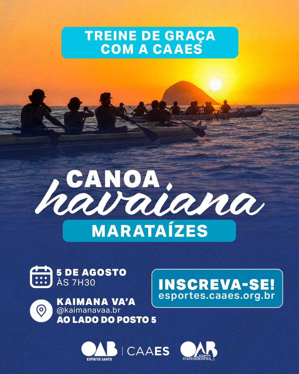 CAAES leva Canoa Havaiana para Itapemirim e convida advocacia para aula inaugural