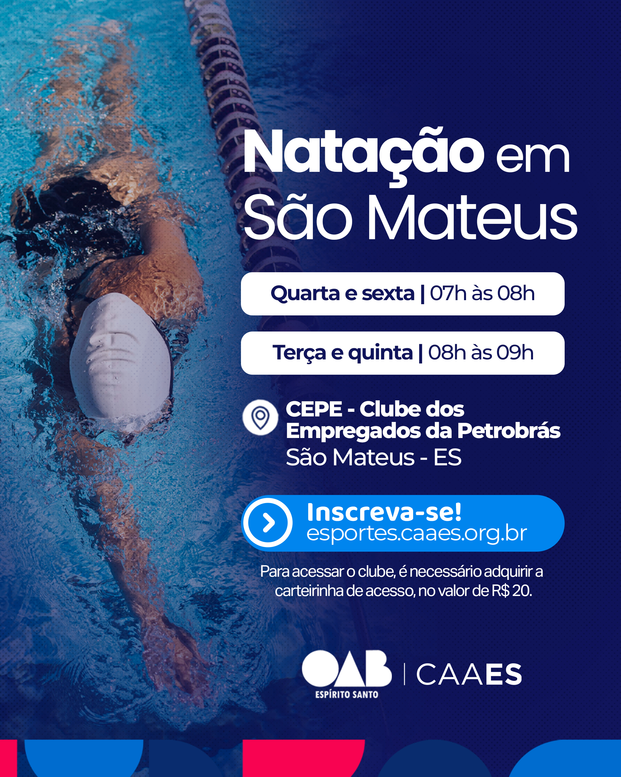 CAAES abre inscrições para a modalidade de natação em São Mateus